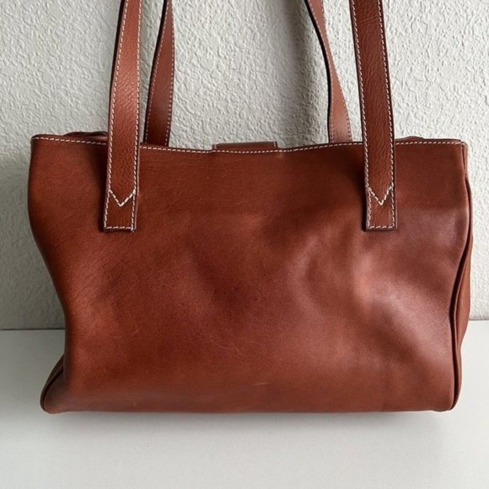 Vintage i Borsai Iborsai Chestnut Brown Leather Shoulder Bag Italy Long Straps - Picture 10 of 12